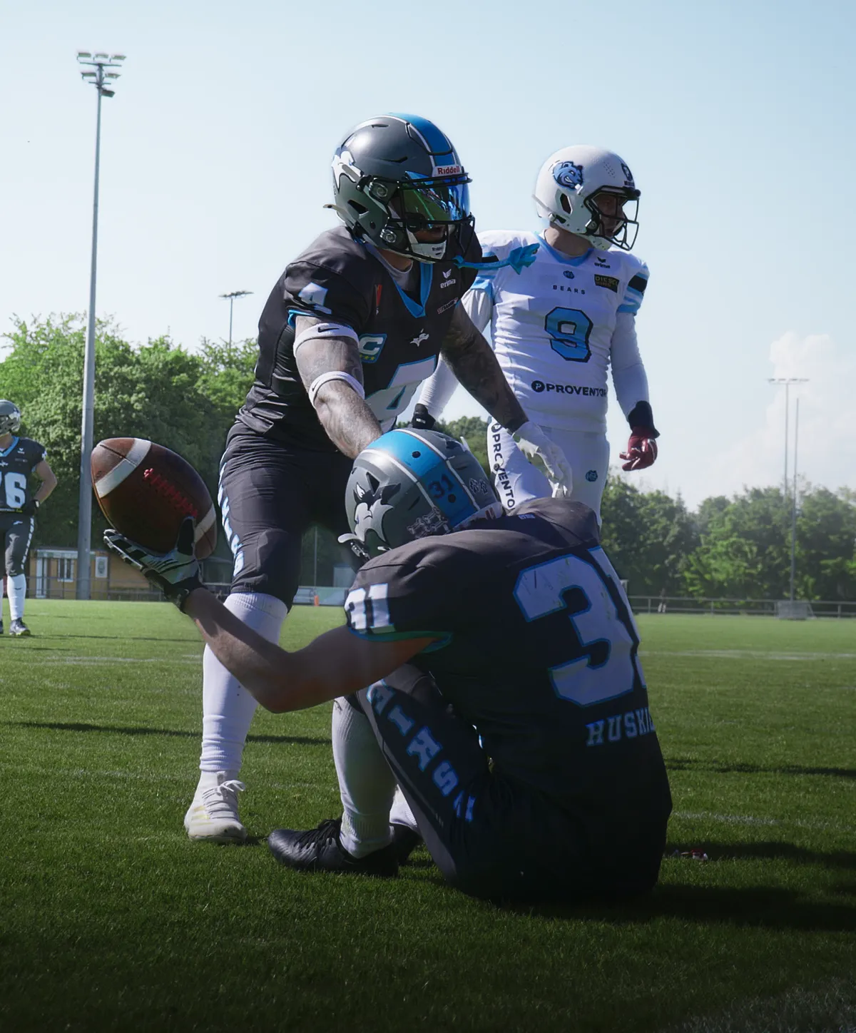 American-Football-Spieler auf dem Spielfeld